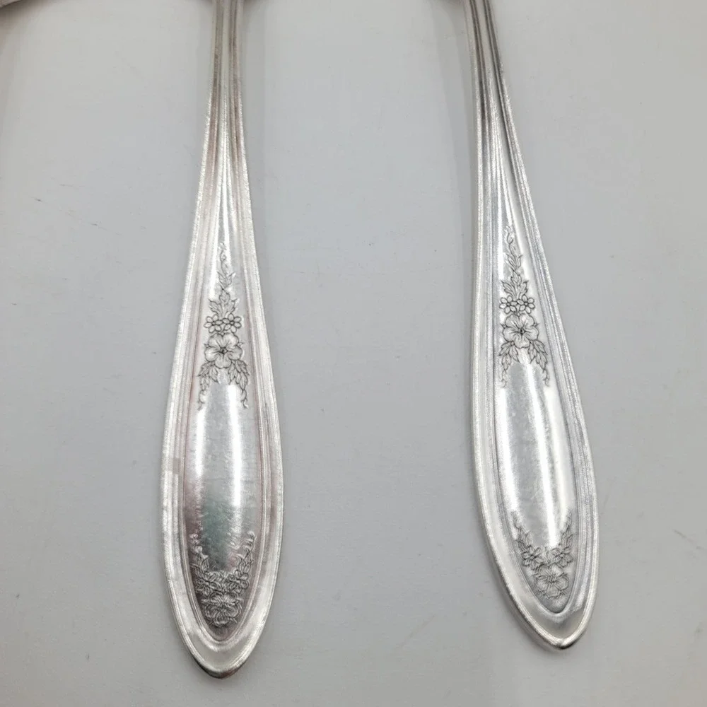 Oneida Community Ardsley Silverplate Serving Spoons Set of 4 Floral Art‎ Deco